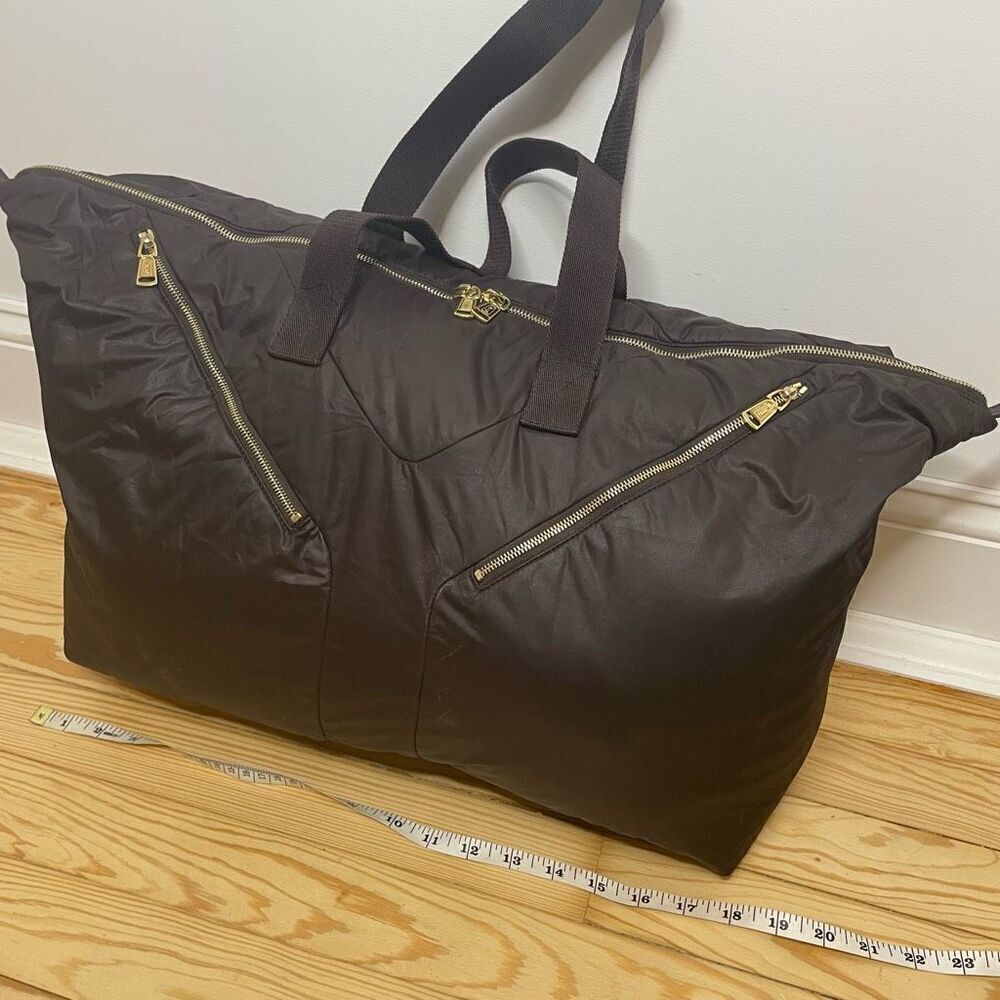 Yves Saint Laurent YSL Dark Brown‎ Nylon Duffle Bag Hampton Boston Travel Tote - Picture 2 of 11